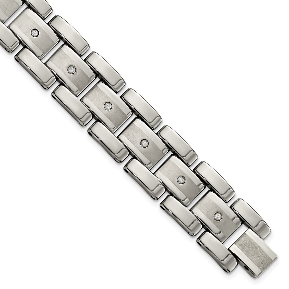 Kazi Luxury Tungsten Brushed & Polished with 1/3 carat Diamonds 8.5in Bracelet